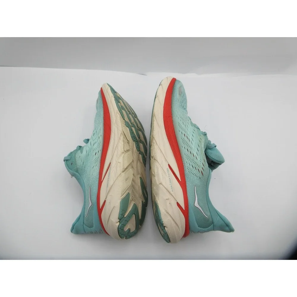 HOKA Clifton 8 Running Shoes Womens Size 10.5 Aqua Red Cushioned 1119394 AEBL‎